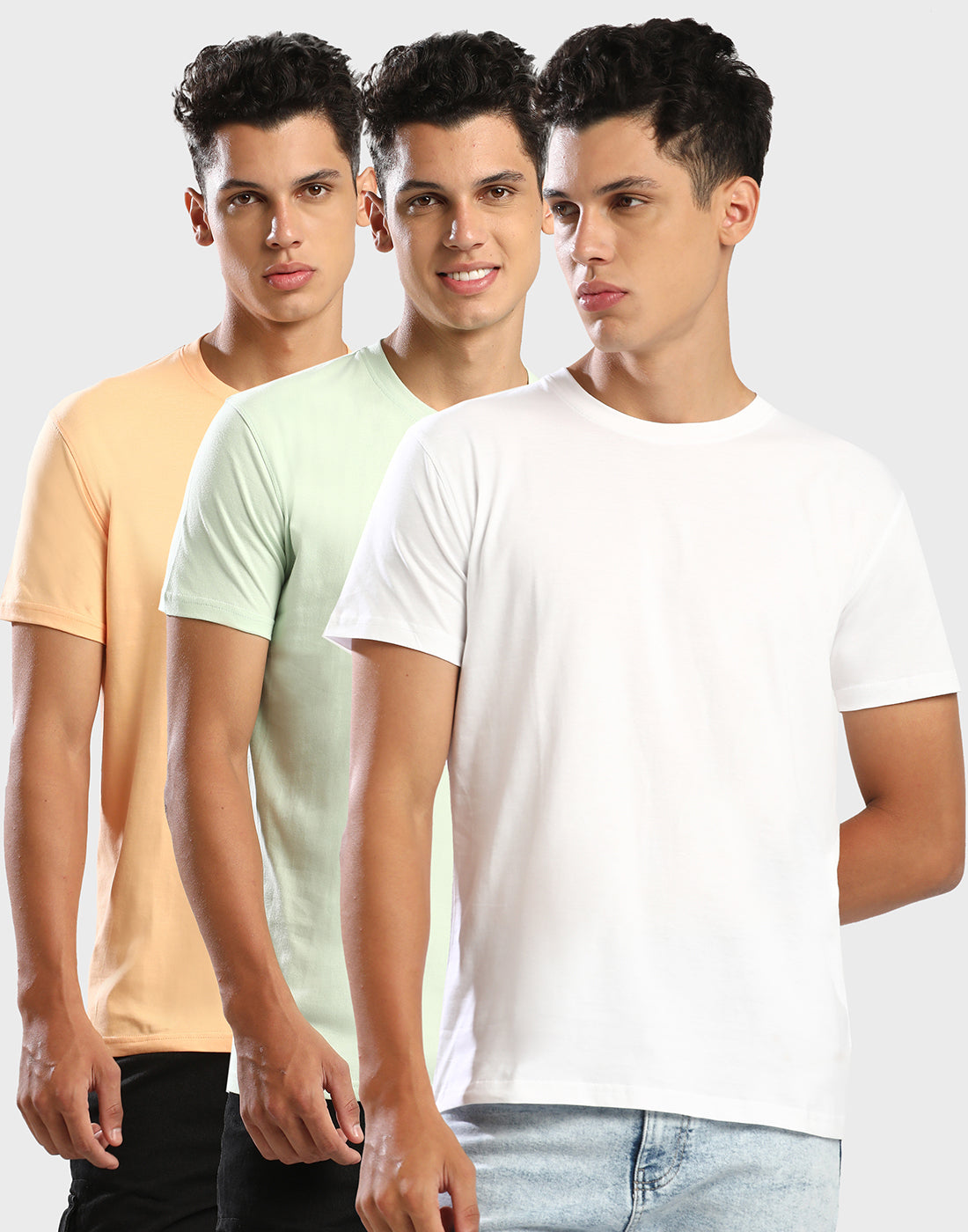 WHITE/ORANGE/SEA-GREEN - 3PK TEE&