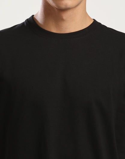 BLACK - ROUND NECK - TSHIRT