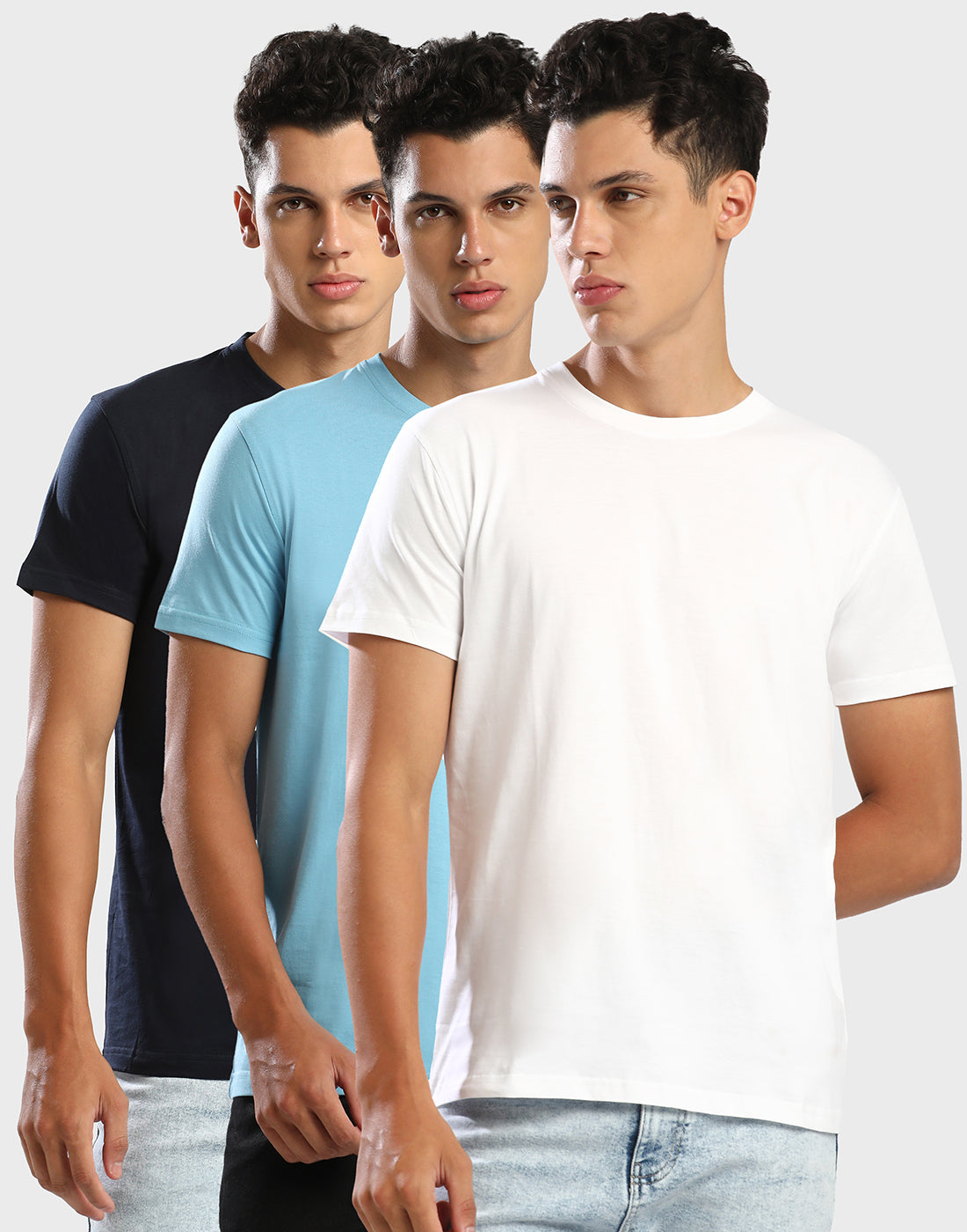 AQUA-BLUE/NAVY/WHITE - 3PK TEE&