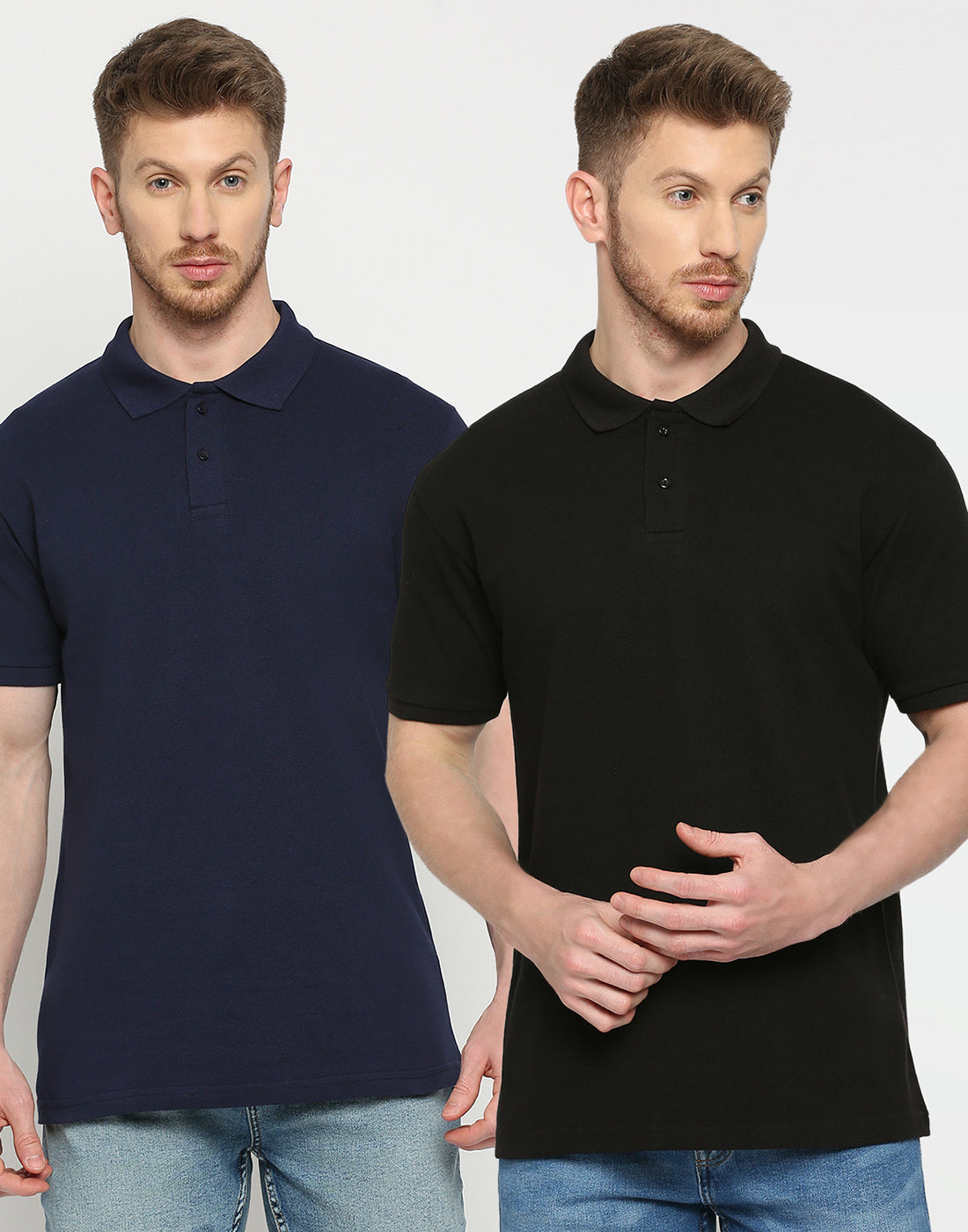 BLACK &amp; NAVY BLUE : NAVY NOIR COMBO : 2PK POLO&