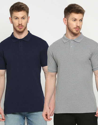 NAVY BLUE &amp; GREY : BLUE SLATE COMBO : 2PK POLO&