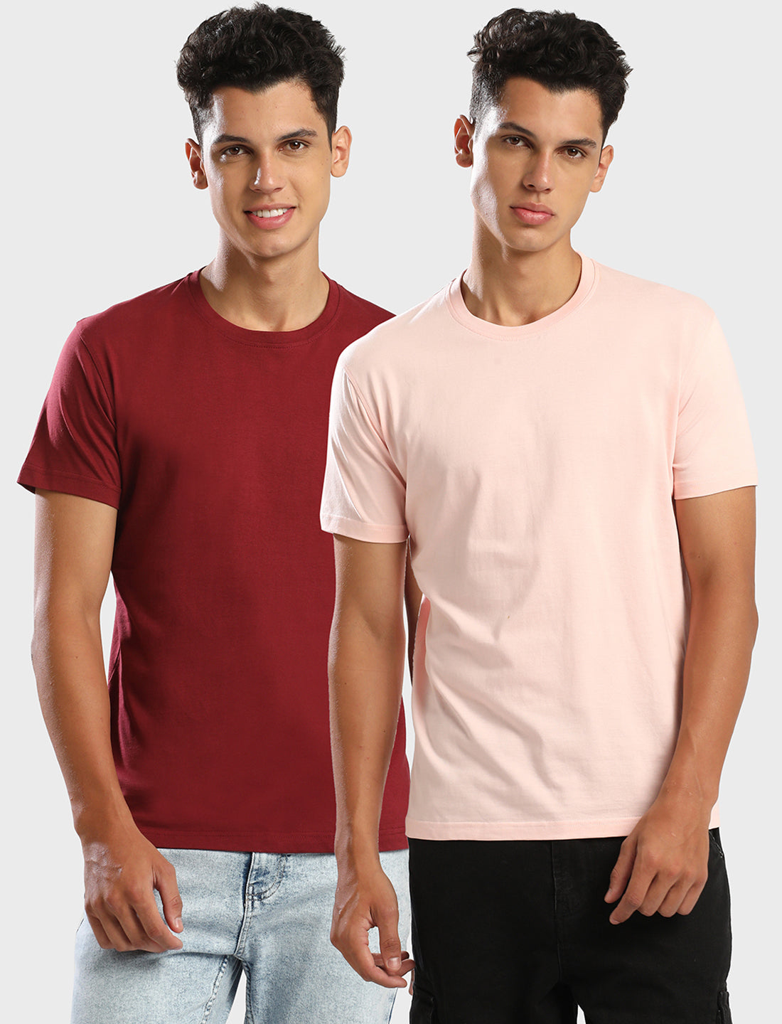 MAROON/PEACH - ROUND NECK - 2PK