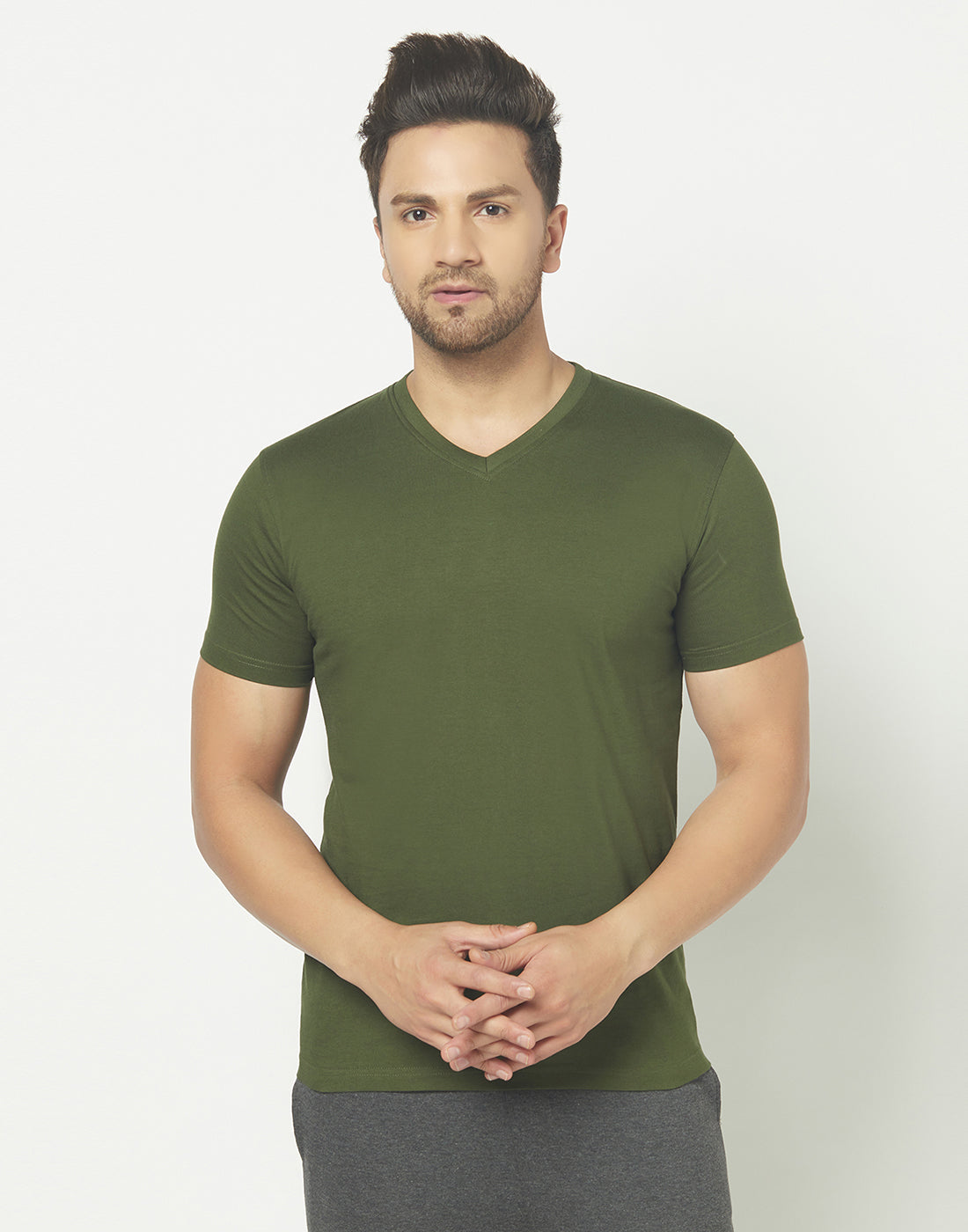 V-Neck Olive Green T-shirt