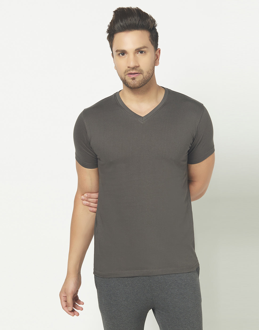 V-Neck Charcoal Grey T-shirt