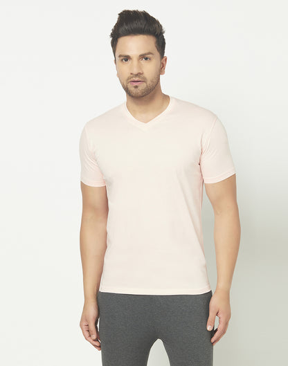 V-Neck Peach T-shirt