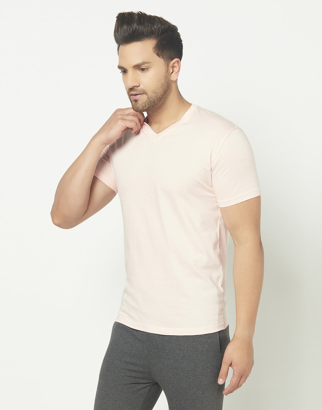 V-Neck Peach T-shirt