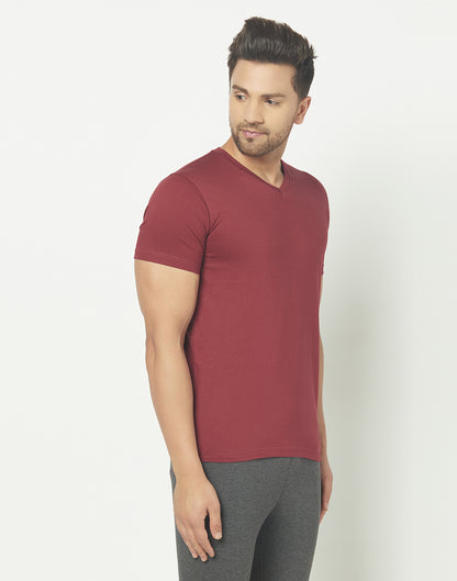 V-Neck Maroon T-shirt