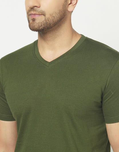 V-Neck Olive Green T-shirt