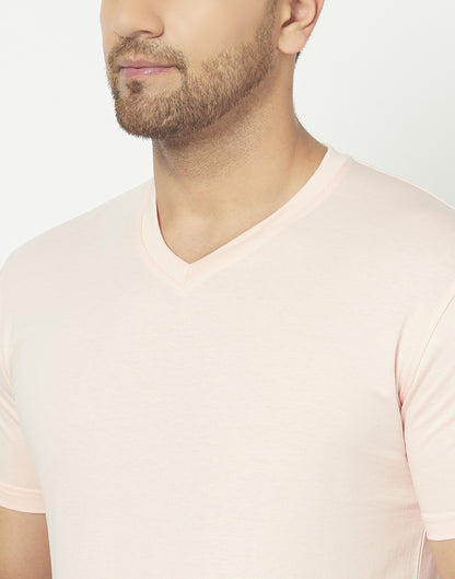 V-Neck Peach T-shirt