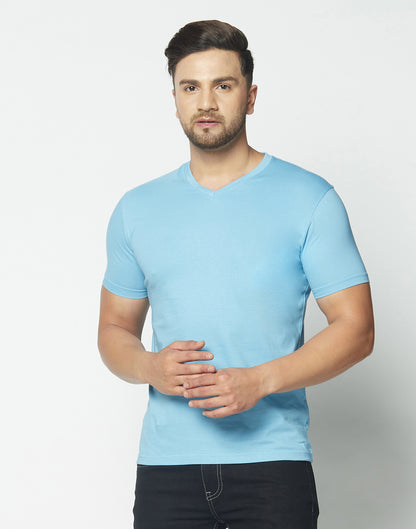 V-Neck Aqua Blue T-shirt