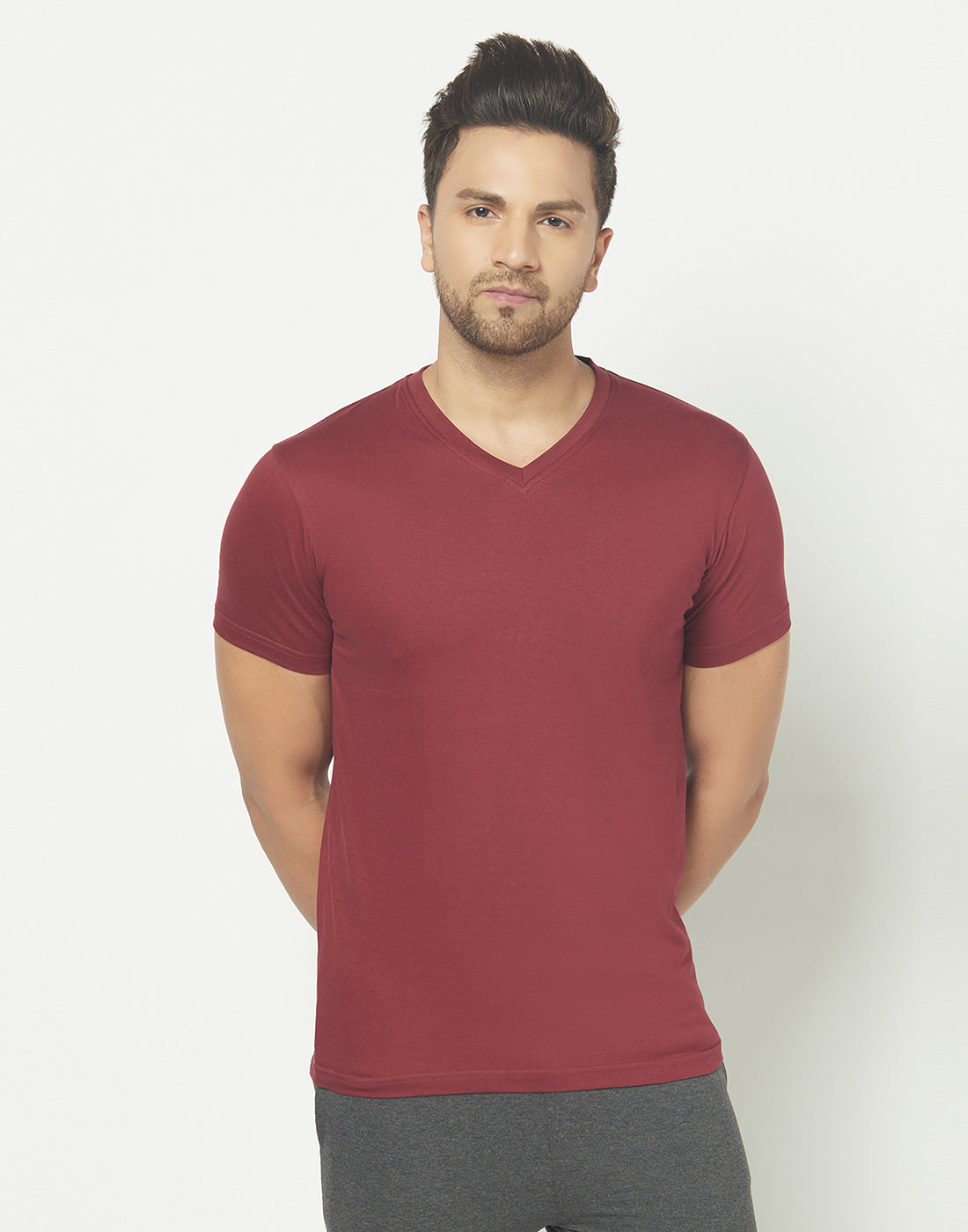 V-Neck Maroon T-shirt